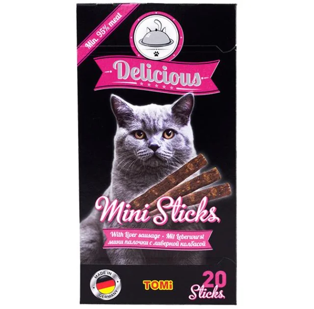 Лакомство Tomi Delicious Mini Sticks Liver Sausage с ливерной колбасой, для котов, 40 г