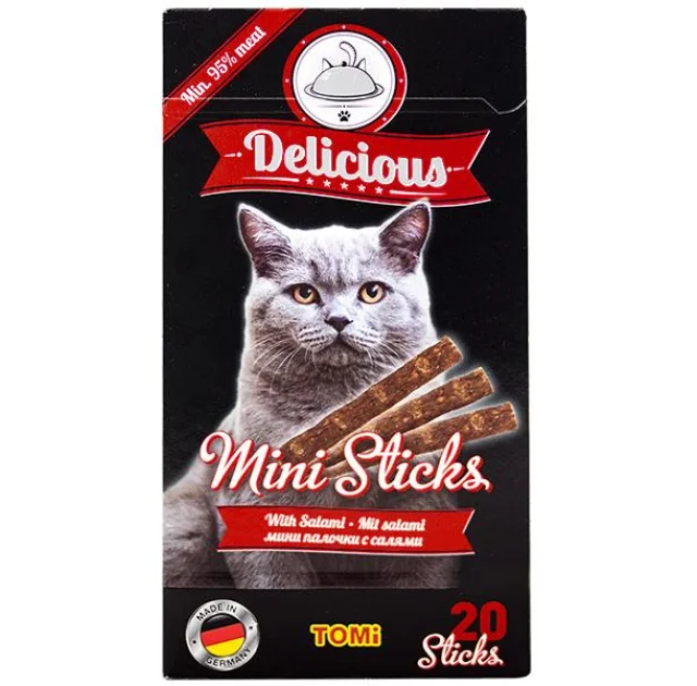 Лакомство Tomi Delicious Mini Sticks Salami с салями, для котов, 400 г