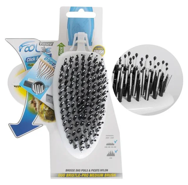 Щетка-расческа FoOlee Easee Duo Bristle Pro Medium Brush для средней и длинной шерсти, белая
