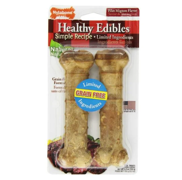 Лакомство Nylabone Healthy Edibles Wolf для собак с чувствительным пищеварением, вкус филе миньон, 152 г