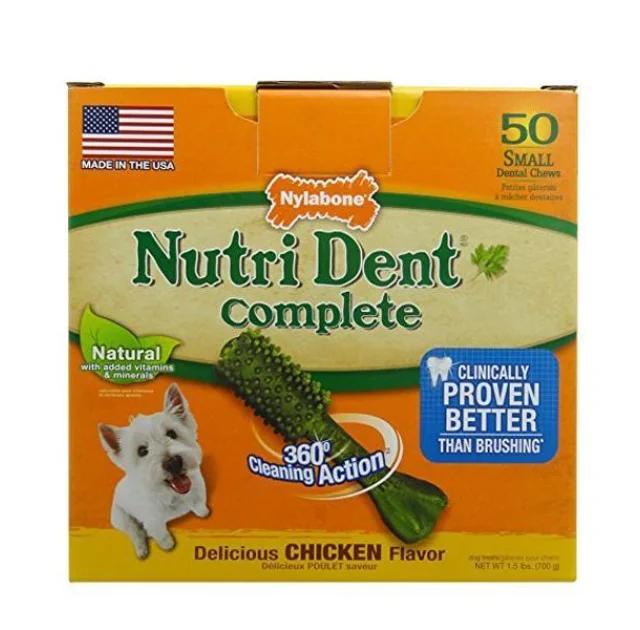 Лакомство Nylabone Nutri Dent Chicken Small для чистки зубов для собак, вкус курицы, 10 шт, цена за 1 штуку