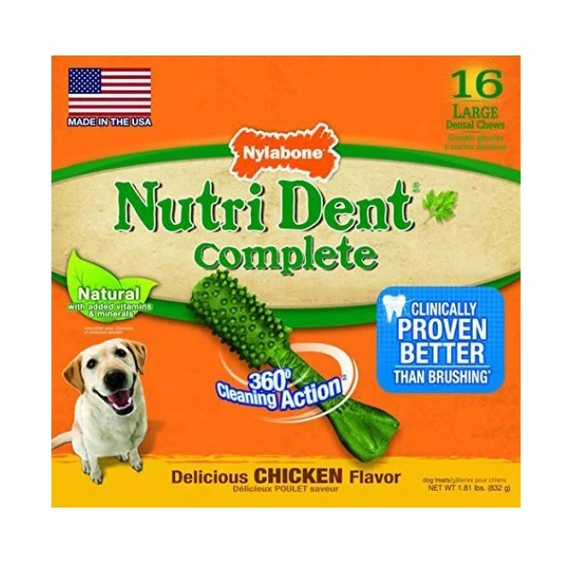 Ласощі Nylabone Nutri Dent Chicken Large для чищення зубів для собак, смак курки, 16 шт, ціна за 1 шт