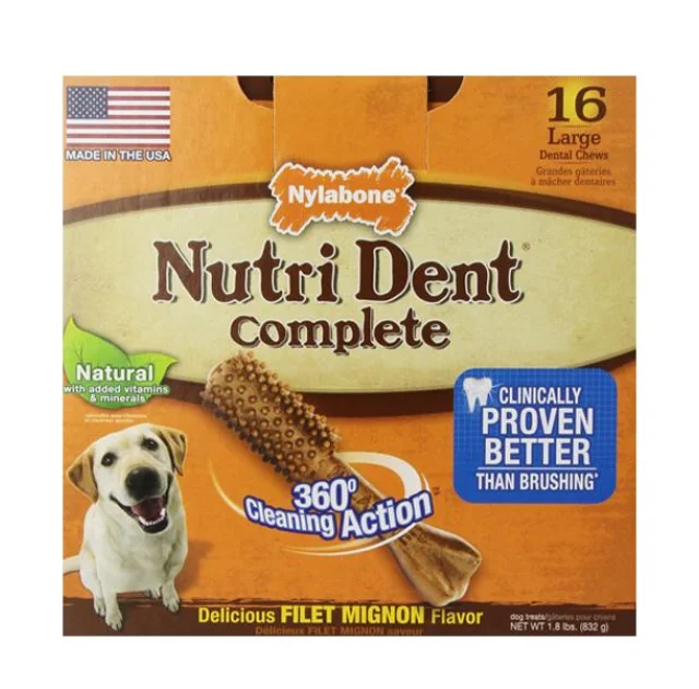Лакомство Nylabone Nutri Dent Filet Mignon Large для чистки зубов собак, вкус филе миньон, 4 шт, цена за 1 шт