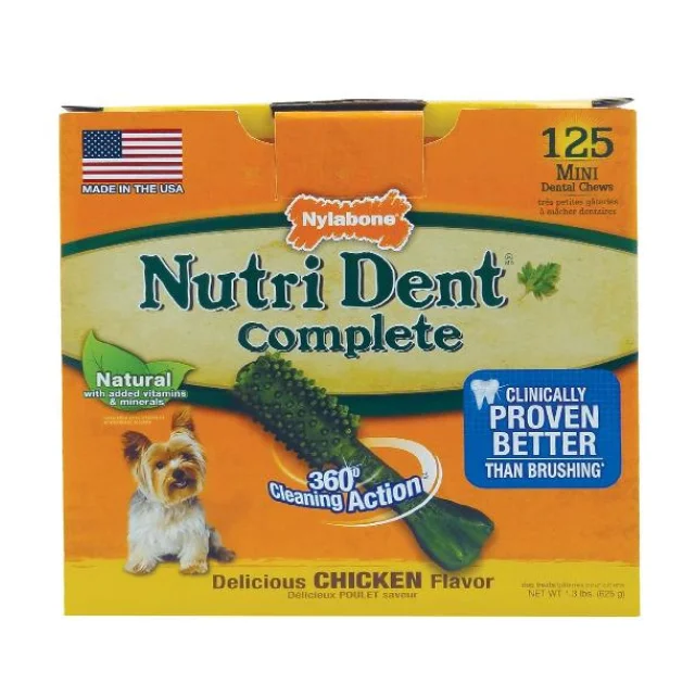 Лакомство Nylabone Nutri Dent Chicken Mini для чистки зубов для собак, вкус курицы, 25 шт, цена за 1 шт