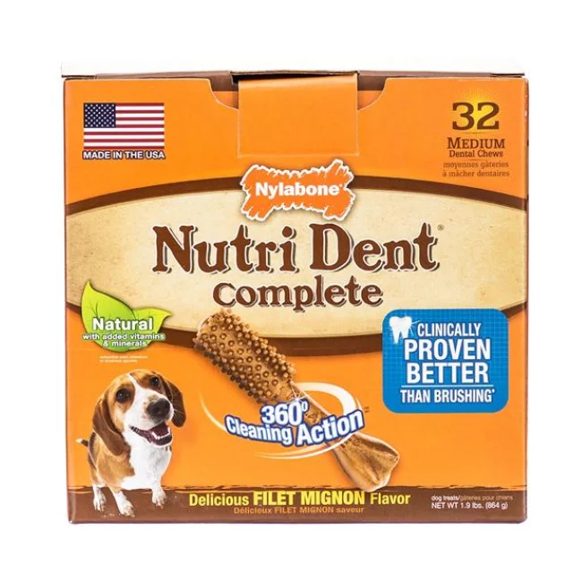 Лакомство Nylabone Nutri Dent Filet Mignon Medium для чистки зубов собак до 16 кг, 32 шт, цена за 1 шт