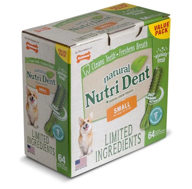 Лакомство Nylabone Nutri Dent Natural для чистки зубов, для собак, S, 64 шт, цена за 1 шт