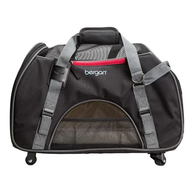 Сумка-переноска на колесах Bergan Wheeled Comfort Carrier для собак и кошек, серая, 48×25×33 см