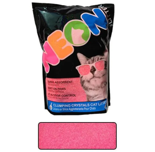 Наполнитель Neon Litter Clump комкующийся, кварцевый, неоновый, розовый, 1.81 кг