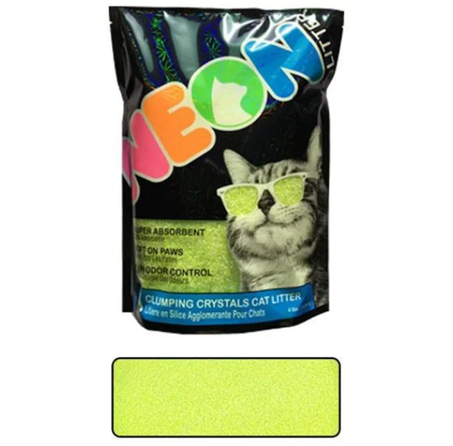 Наполнитель Neon Litter Clump комкующийся, кварцевый, неоновый, зеленый, 1.81 кг