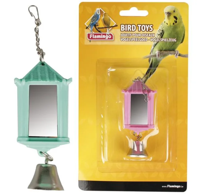 Игрушка Flamingo Lantern With Bell для попугаев, зеркало, фонарик с колокольчиком, 4х4х6 см