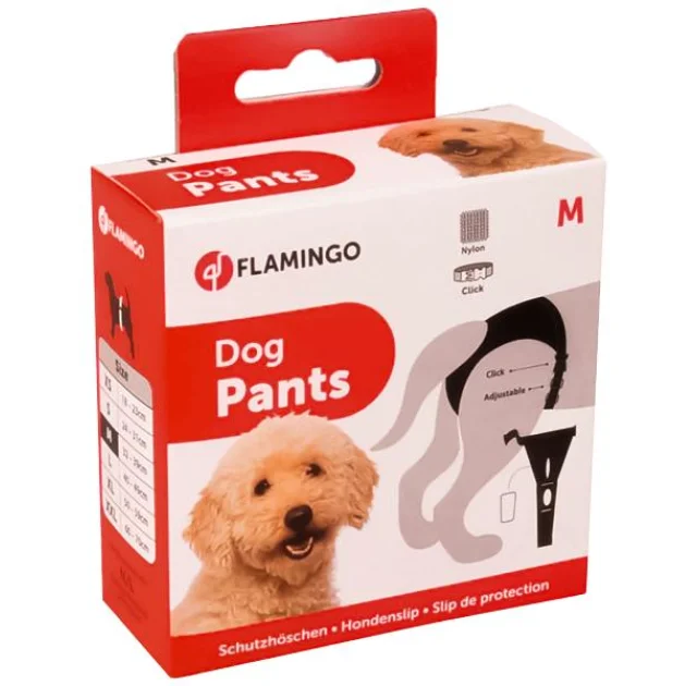 Гигиенические трусы Flamingo Dog Pants Jolly с комплектом прокладок, для собак, черные, 40×49 см