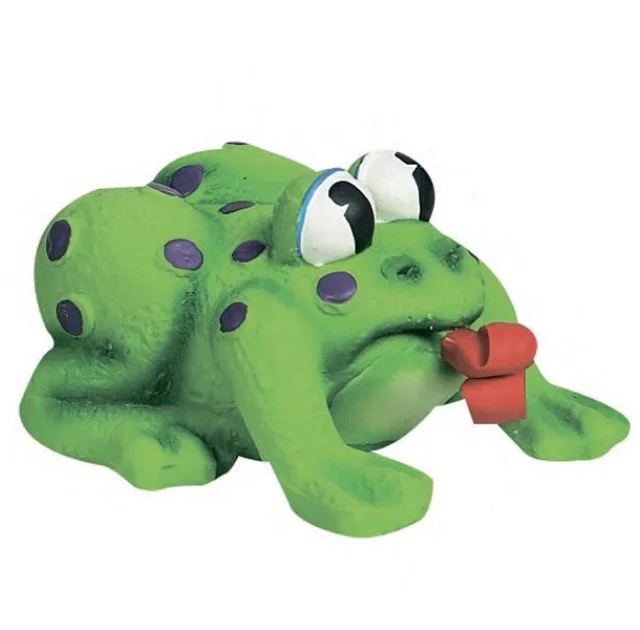 Игрушка Flamingo Frog Pop-Up Tongue для собак и щенков, лягушка с языком, латекс, 11х10х6.5 см