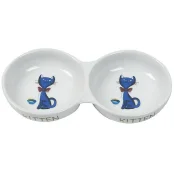 Миска Flamingo Porcelain Double двойная для кошек с рисунком, керамика, 24 см