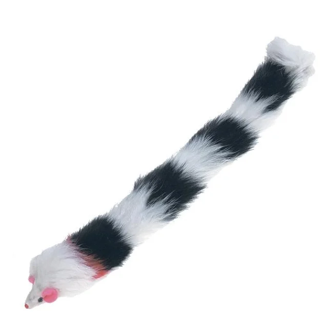 Игрушка Flamingo Mouse Multicolor для кошек, мышь с длинным меховым хвостом, 30 см