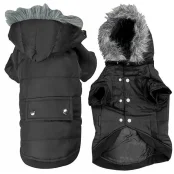 Куртка Flamingo Polar Black с капюшоном для собак, черная, 42 см