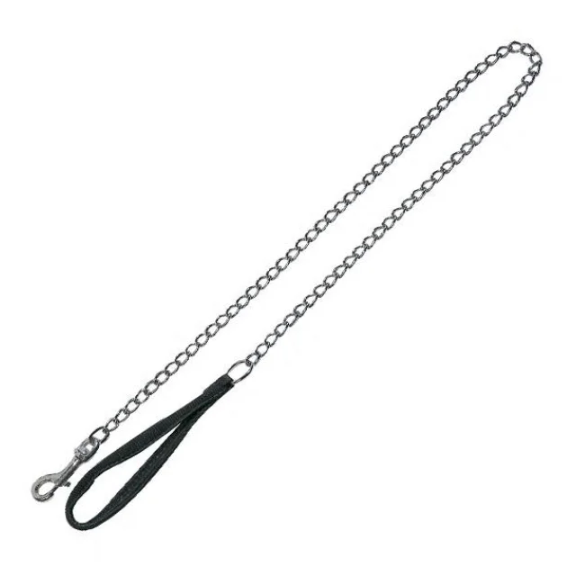 Ланцюг-поводок Flamingo ChainLead Soft Grip для собак, з нейлонової ручкою, чорний, 4 мм, 120 см