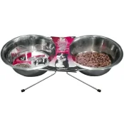 Миски Flamingo Dinner Set на підставці для собак, нержавіюча, 2×22 см