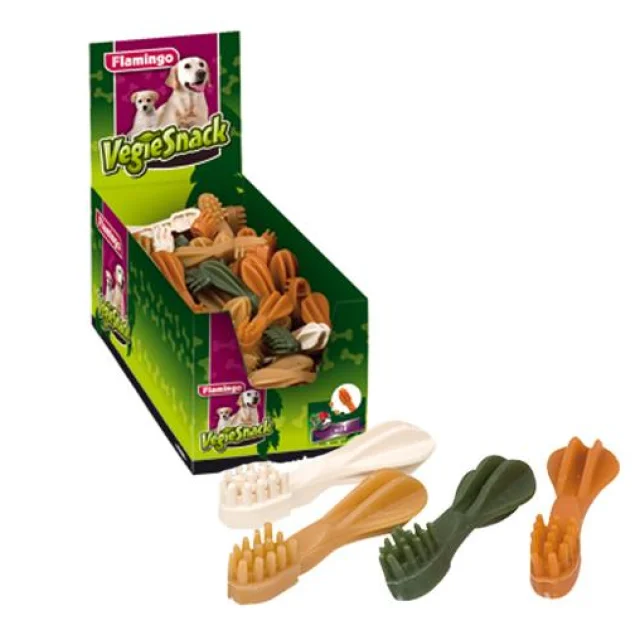 Ласощі Flamingo Vegie Tooth Mix для собак, жувальна зубна щітка, 11 см