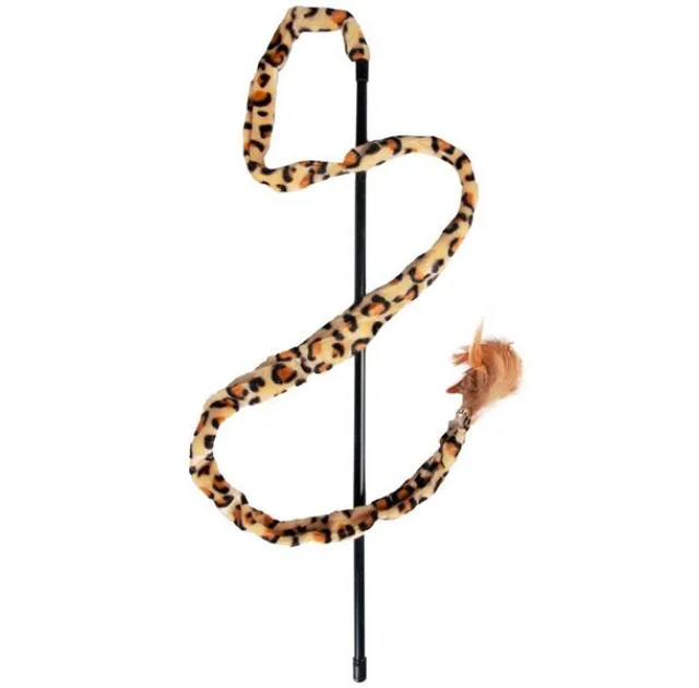 Игрушка Flamingo Leopard Fishing Rod удочка для котов, с перьями и колокольчиком, 50 см