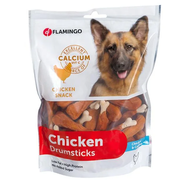 Лакомство Flamingo Chicken Snack Calcium Bone для собак, куриная ножка с кальцием, 85 г