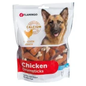 Лакомство Flamingo Chicken Snack Calcium Bone для собак, куриная ножка с кальцием, 400 г