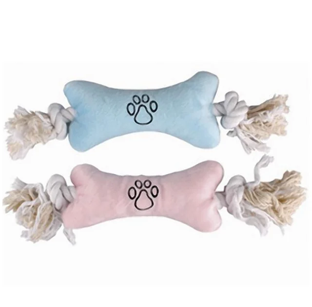 Игрушка Flamingo Puppy Plush Bone мягкая для щенков, плюшевая кость на канате, 22х7.5х4 см