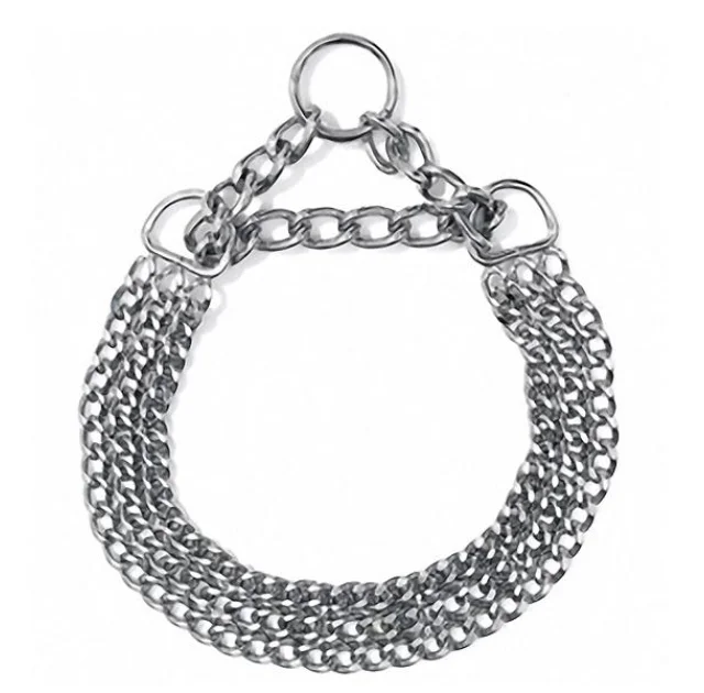 Нашийник Flamingo Collar 3-Fold трьохрядовий, ланцюжок для собак, метал, 65 см, 2.5 мм
