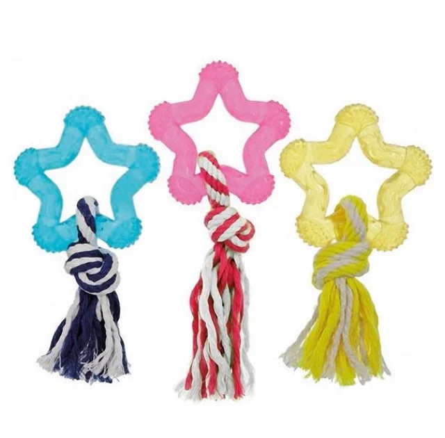 Игрушка Flamingo Good4Fun Star With Rope звезда для собак с веревкой, латекс, 8 см