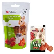 Лакомство Flamingo Drops Strawberry для грызунов, дропсы с клубникой, 75 г
