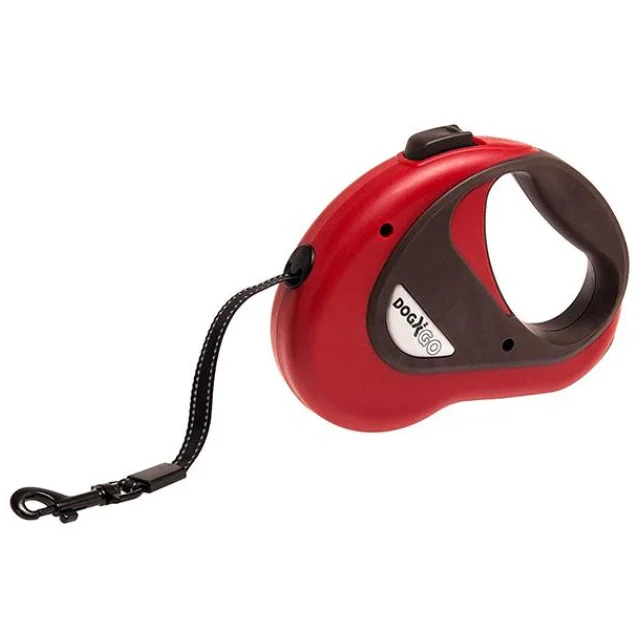 Поводок-рулетка Flamingo Dogx2GO Belt для собак до 12 кг, красный, размер S, 5 м