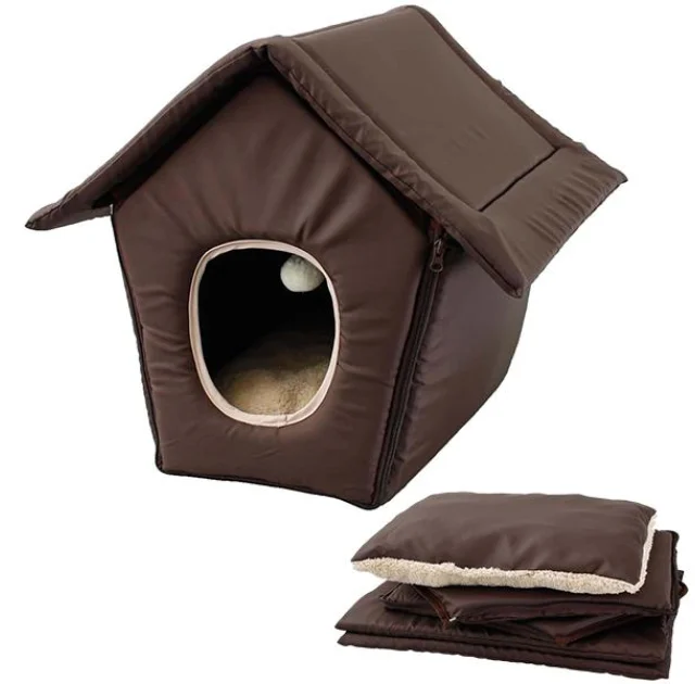 Домик Flamingo Cosy Cottage Brown трансформер, для кошек и собак, коричневый, 40×40×25 см