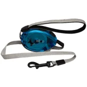 Поводок-рулетка Flamingo Dogx2Go Belt Glassy S для собак до 12 кг, світловідбиваючі стрічка, синя, 2 м