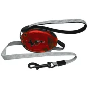 Поводок-рулетка Flamingo Dogx2Go Belt Glassy L для собак до 35 кг, світловідбиваючі стрічка, сіра, 2 м
