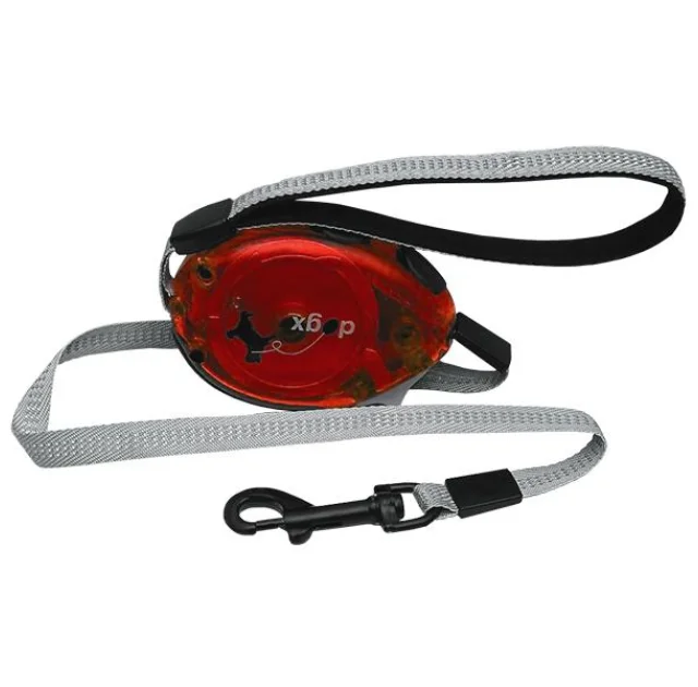 Поводок-рулетка Flamingo Dogx2Go Belt Glassy L для собак до 35 кг, светоотражающая лента, синяя, 2 м