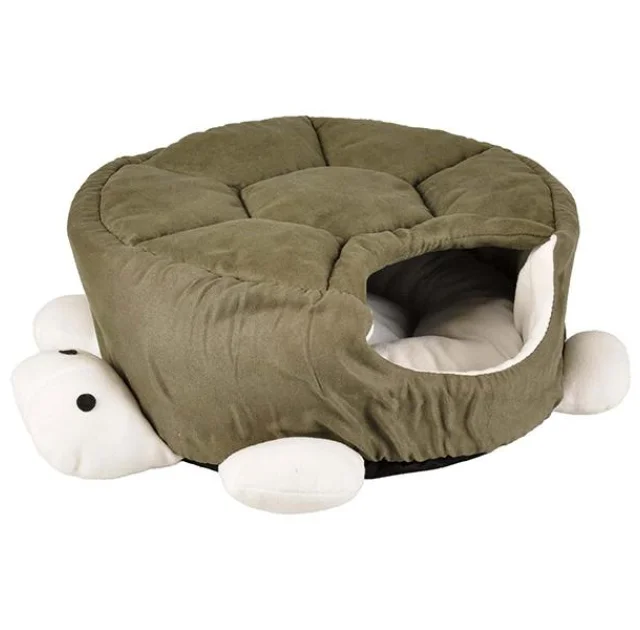 Спальное место Flamingo Turtle Green домик для кошек в виде черепахи, зелёный, 45×18 см