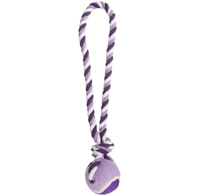 Игрушка Flamingo Cotton Rope With Tennis Ball мяч на канате, для собак, L, 9.5х9.5х50 см