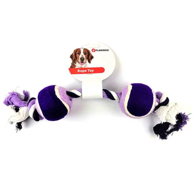 Игрушка Flamingo Cotton Rope Duotennis канат с двумя мячами, для собак
