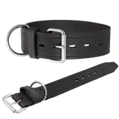 Нашийник Flamingo Rondo Collar для собак, натуральна шкіра, чорний, 5×65 см