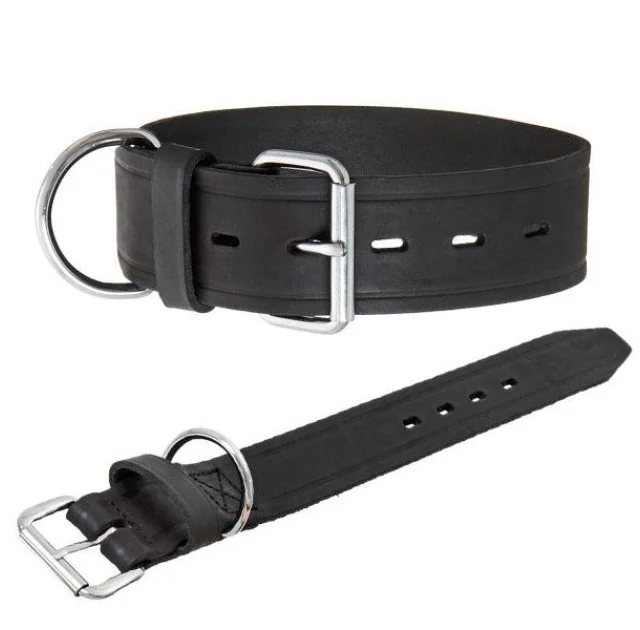 Нашийник Flamingo Rondo Collar для собак, натуральна шкіра, чорний, 5×65 см