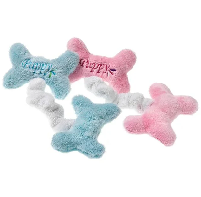 Игрушка Flamingo Puppy Mini Bones для собак, косточки с пищалками на резинке, 14×9 см, цвета в ассортименте