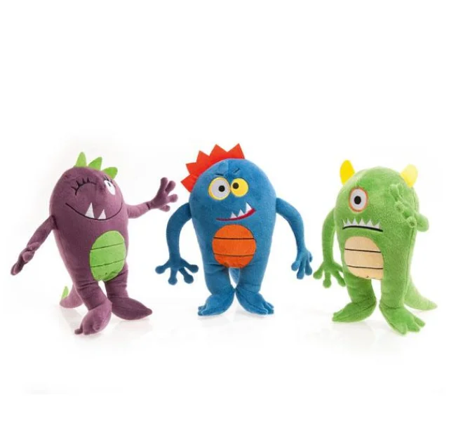 Игрушка Flamingo Plush Monsters Happy для собак, плюш, с пищалкой, зеленый, синий, фиолетовый, 25х16х10 см