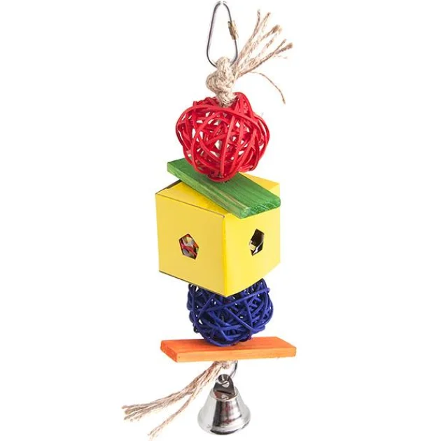 Игрушка Flamingo Papyr Parakeet Toy Cube Small плетеная подвесная, для средних и крупных попугаев