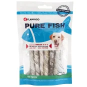 Лакомство Flamingo Fish Snack Natural Cod Skin Twist для собак, трубочки из кожи трески, 85 г