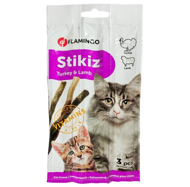 Ласощі Flamingo Stikiz Turkey & Lamb індичка з бараниною, палички для котів і кошенят, 15 г, 3 од