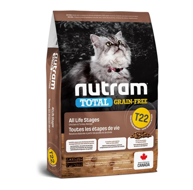 Сухий корм T22 Nutram Total Grain-Free Turkey & Chiken для котів, з куркою та індичкою, беззерновий, 1.13 кг