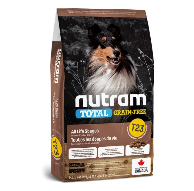 Сухий корм T23 Nutram Total Grain-Free Turkey & Chiken для собак, з індичкою і куркою, беззерновий, 11.4 кг