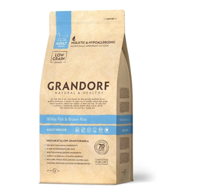 Сухой корм Grandorf White Fish & Brown Rice Adult для кошек с чувствительным пищеварением, с рыбой, 400 г