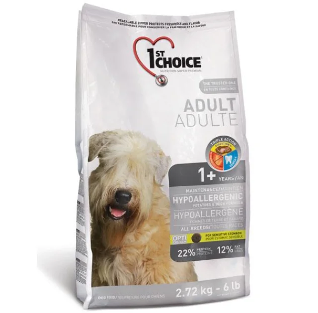 Сухой корм 1st Choice Hypoallergenic Adult для собак всех пород, гипоаллергенный, с уткой и картошкой, 6 кг