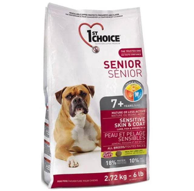 Сухой корм 1st Choice Senior Sensitive Skin&Coat Lamb&Fish для пожилых собак, с ягнёнком и рыбой, 6 кг