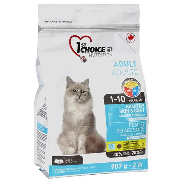 Сухой корм 1st Choice Adult Healthy Skin&Coat для здоровой кожи и блестящей шерсти, с лососем, 10 кг
